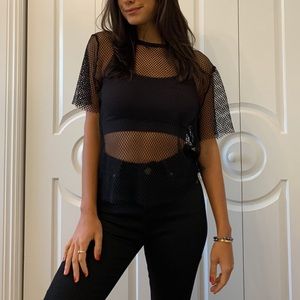 Forever 21 Black Mesh Top